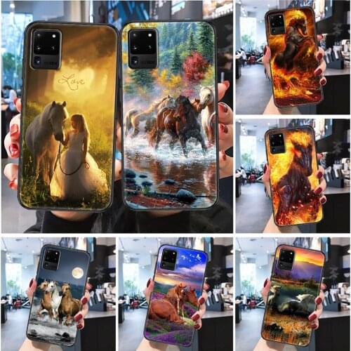 Horse Animal Cool Scenery Phone case For Samsung Galaxy Note 4 8 9 10 20 S8 S9 S10 S10E S20 Plus UITRA Ultra Frosted black