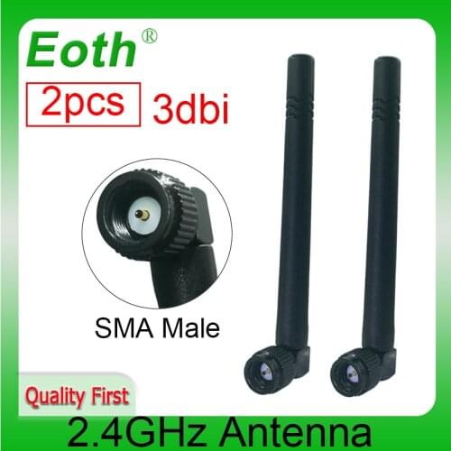 2pcs 2.4GHz WIFI Antenna 3dbi 2.4G SMA Male connector wi fi antena 2.4 ghz antenne IOT wi-fi White for Wireless Router antenas
