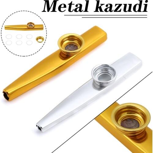 1pc Metal Kazoo With 6 Kazoo Flute Diaphragm Mouth Flute Harmonica For Beginners Kids Adult Party Gifts Musical Instrument