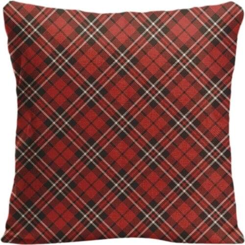 Cotton Linen Beautiful Red plaid Throw Pillow Case Decorative Cushion Cover Pillowcase Customize Gift High-Quality For Sofa