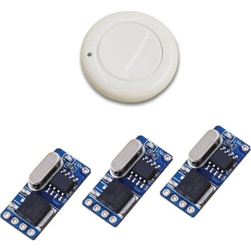 Good Design RF Wireless Remote Control Switch System with DC3.5-12V 3.7V 5V 6V 7.4V 9V 12V Mini 3Receiver +Transmitter Round New