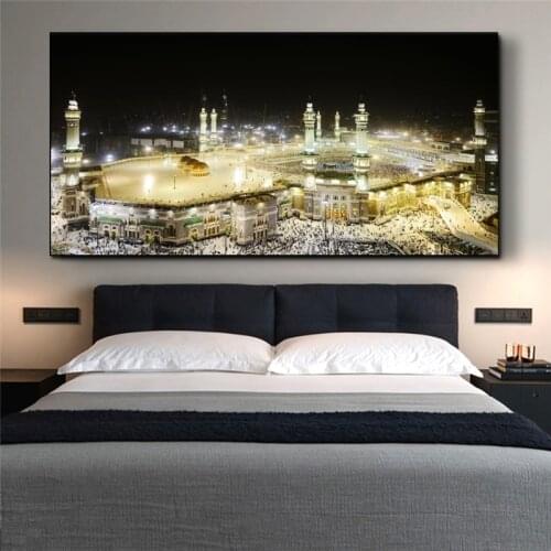 Customized Size Mecca Mosque City Night View Canvas Paintings