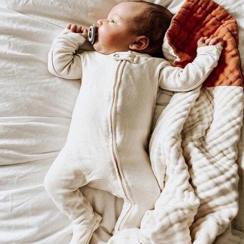 Rompers Newborn Baby Boy Girl Pajamas Solid Long Sleeve Zip Up Footed Romper Bodysuit Fall Winter Outfit