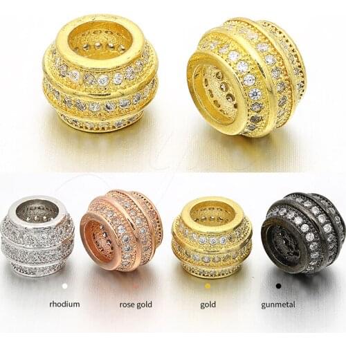 10mm*7.5mm large hole beads brass micro-inlaid zircon CZ connector accessories for DIY making bracelet necklace fashion Jewelry