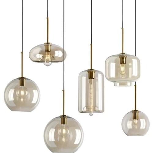 Nordic creative industrial style restaurant chandelier modern simple cafe window bar single head glass small chandelier