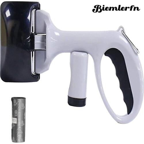 BIEMLERFN Dog Poop Scoop Paddle Shovel Poop Pickup Gun Shaped Portable Pet Poop Cleaner & 1 Bag Roll Essentials for Walking Dog