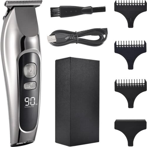 Professional Hair Clipper Mens Barber Beard Trimmer Rechargeable Hair Cutting Machine Ceramic Blade Low Noise Adult Kid Haircut