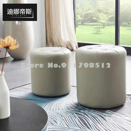 Fashion leather stool, shoe changing stool, dressing stool, low stool, household living room, small round stool, sofa, pier, fit