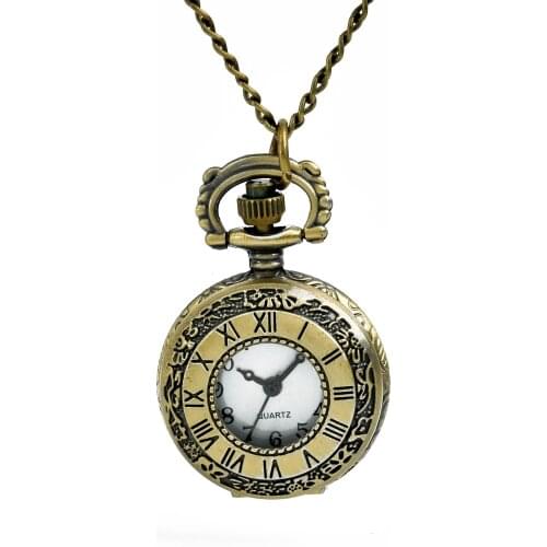 OZEN(3017) 12pcs/lot Vintage antique roman numerals bronze pocket watch necklace chain pendant.Party Gift.mens quartz watch