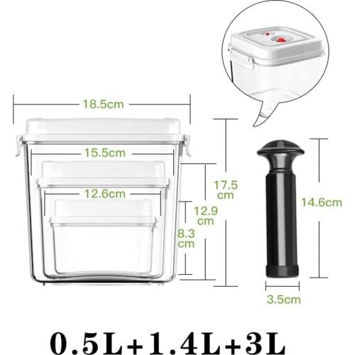 Large Capacity Vacuum Plastic Food Storage Container With Hand Pump Preservation Moisture-Proof Kitchen Box for Vacuum Sealer