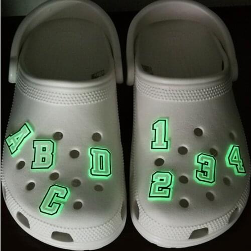 1pcs Glowing PVC Shoe Charms Special Designer Alphabet Decorations Accessories Fluorescence Letters Ornaments Kids Gift