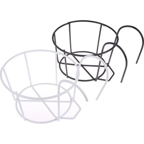 Hanging flower pot stand Home garden fence Hanging Plant Iron Racks Balcony Round Flower Pot Rack Railing Fence Outdoor