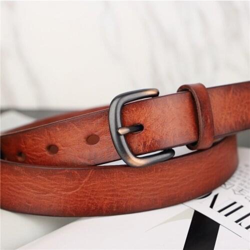 Belts for Women Luxury Designer Brand Brown Fashion Simple Retro Handmade Cowhide Leather Casual Jeans Belt