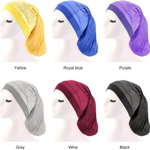 Cylinder Sleeping Cap Wide Elastic Unisex Hair Cap Long Hair Care Bonnet Headwrap Dreadlock Braids Baggy Men Women Cap Bonnet