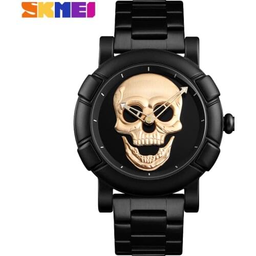 SKMEI Skull Watch Men Watches Luxury Brand Quartz Watch Sport Waterproof Stainless Steel Male Wristatch Reloj Militar Clock 9178