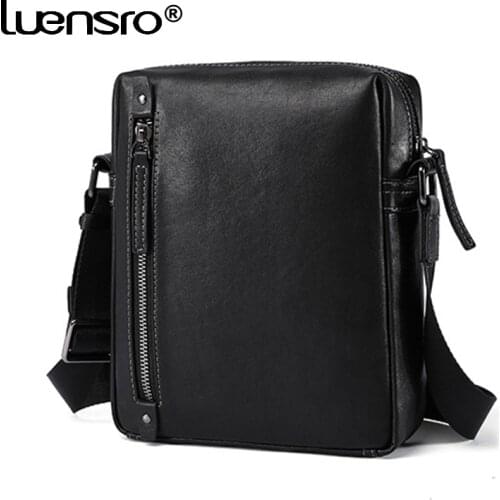 Mens Designer Bag Male Genuine Leather Black Messenger Bag Mens Shoulder Bags for Men Cow Leather Crossbody Bags Fashion