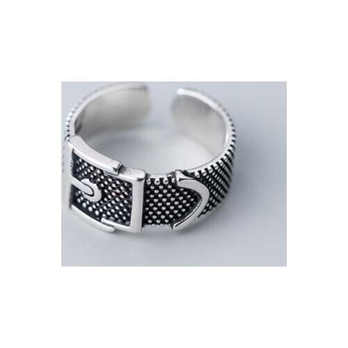 Retro Vintage 100% Authentic REAL.925 Sterling Silver belt Buckle Band Rings adjust GTLJ1621
