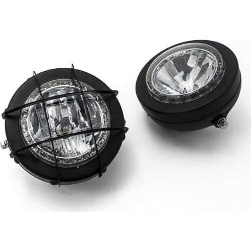6.7 Inch Vintage Motorcycle Headlamp Matte Black Bulb Headlight with LED chips Low Beam and High Beam Front Lamp