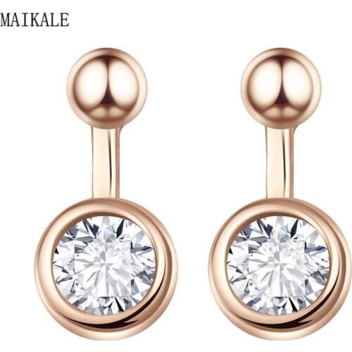 MAIKALE Charm Heart Dog Stud Earrings Round Cubic Zirconia Copper Small Earings for Women Korean Earring New Fashion Gift