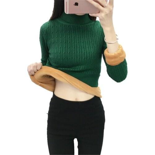 Turtleneck Women Thick Sweater Pullover Knit Sweaters Women Winter 2020 Turtleneck Plus cashmere Sweater Pull Sweaters Ladies