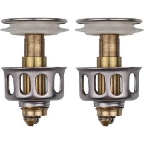2 Pcs Universal Wash Basin Bounce Drain Filter Bathroom Sink Drain Plugs