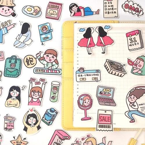 37PCS cute cartoon Sticker Decoration DIY Ablum Diary Scrapbooking Label Sticker Cute Stationery