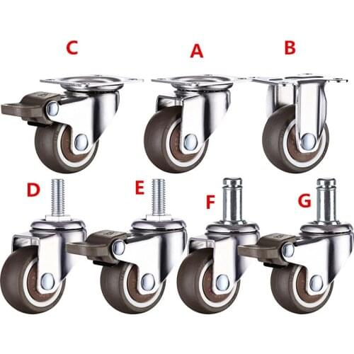 4pcs 1.5 inch TPE 8*20mm ultra quiet rubber wheel brake cabinet furniture casters brake wheel with screw