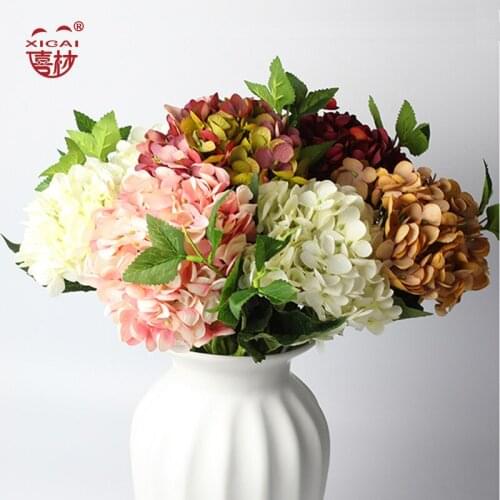 5 PCS Thin Latex Covering Silk Hydrangea 17cm Diameter Large Home Decoration Artificial Decorative Real Touch Flower Hydrangea