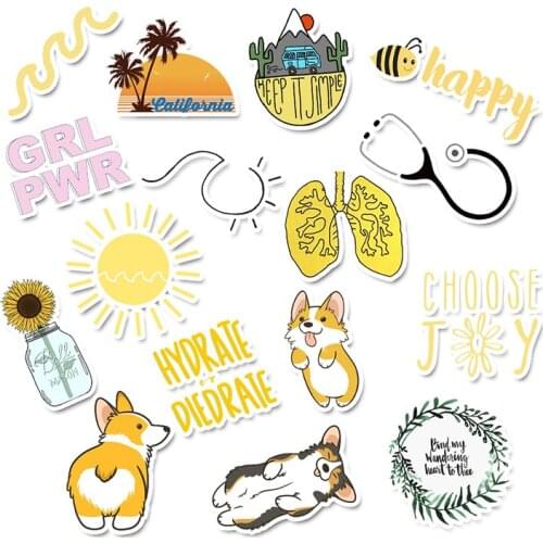 50pcs Summer Hipster Stickers Aesthetic Scrapbook Diary Travel Sticker Corgi Luggage Car Laptop Graffiti Girl Sticker Waterproof