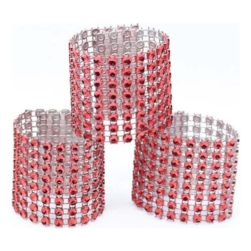 500Pcs/Lot Plastic Rhinestone Wrap Red Napkin Ring New Napkin Rings Chair Buckle Hotel Wedding Supplies Home Talbe Decoration