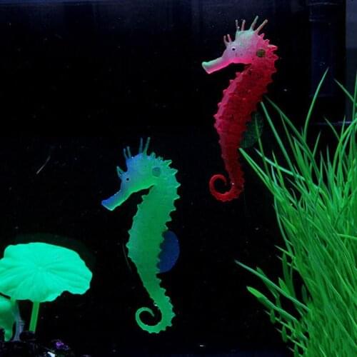 Aquarium Silicone Artificial Glowing Sea Horse Ornament Fish Tank Luminous Hippocampus Jellyfish Decor Vivid Fish Decoration