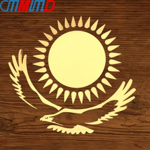 Car 3D metal Three Ratels flag of Kazakhstan metal golden nickel car auto stickers decoration Decal Car Styling