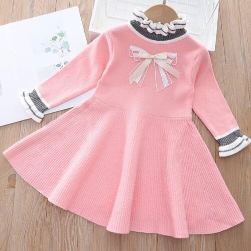 Kids Knitted Dresses For Girls Autumn Winter Costume Girls Long Sleeve Sweater Dress Birthday Party Dress Children Clothes