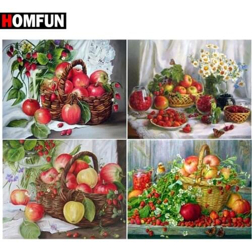 HOMFUN 3D Diamond Painting ‘’Fruit flower basket" DIY Full Rhinestones Drill Cross-stitch Kits Square Round Diamond Embroidery