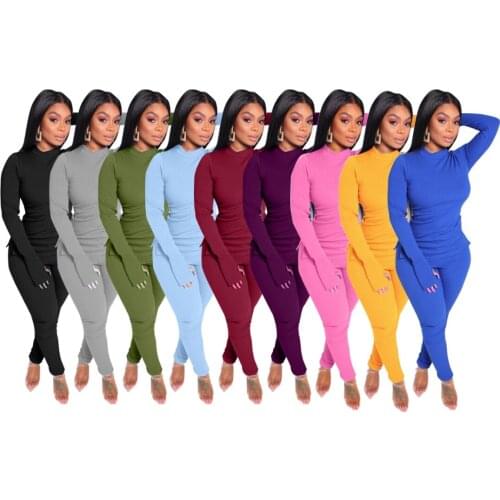 Ueteey New Fashion Two Piece Leisure O-Neck Loose Solid Two Piece Pants Set