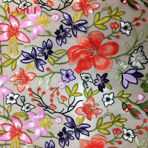 LASUI 2017 New product beautiful high quality Multicolor Encrypted Embroidered Lace Fabrics DIY evening dress Fashionabl X0281