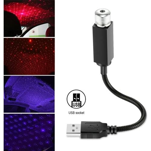 Car Roof Star LED Night Light USB Power Projector Atmosphere Galaxy Lamp Interior Decoration Mini Ceiling Star Projector Lamp