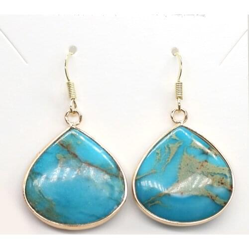 Hot Selling Natural Gemstone Fat Drop-shaped Blue Emperor Stone Cute Elegant Charm Retro Party Birthday Gift Earrings Jewelry