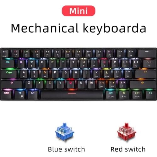 Motospeed 61 Key Mechanical Keyboard Red Blue switch Gaming Keyboards Wired RGB Backlight for Gamer Computer Desktop Russian