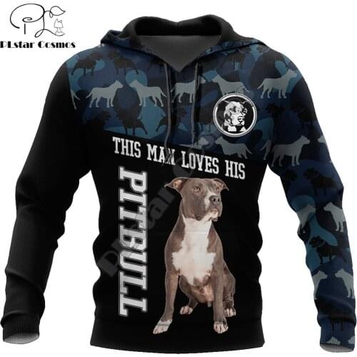 Animal Love Pitbull Dog 3D All Over Printed Mens autumn Hoodie Unisex Casual Pullover Streetwear Jacket Tracksuits DK243