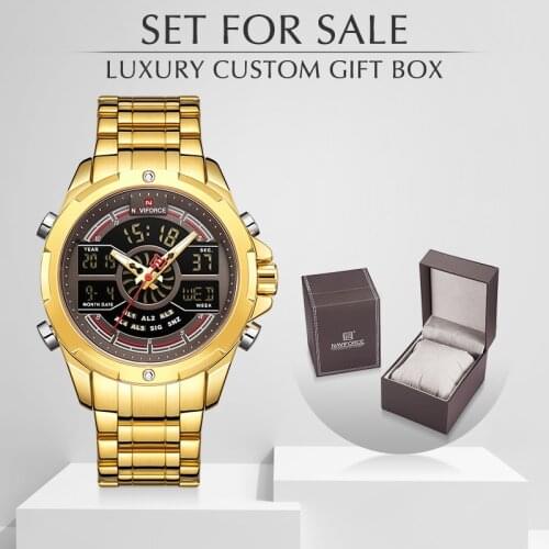 Men’s Watch NAVIFORCE Original Box Men Sports Quartz Watches MenWaterproof LED Digital Date Clock Male Set for Sale