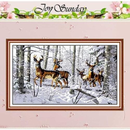 Antelopes In The Snow Animals Counted Cross Stitch 11CT 14CT Cross Stitch Sets Chinese Cross-stitch Kits Embroidery Needlework