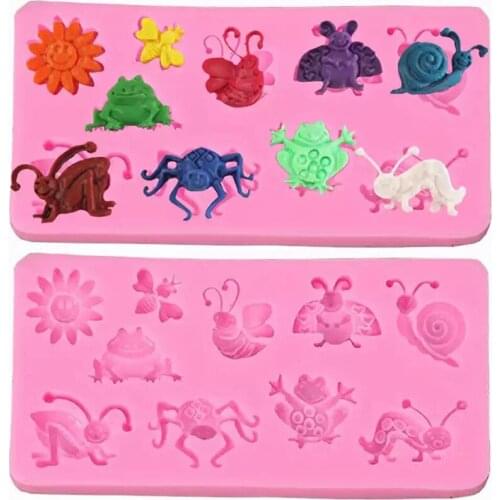 2021 Spring New Silicone Mold Insect Shape Food Grade Cake Decoration Tool Fondant Multi-purpose Pink Resin Mold Easy To Clean
