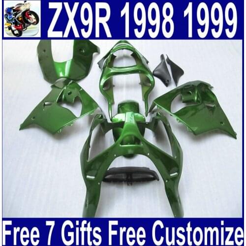 7 Gifts fairings for Kawasaki zx9r fairings 1998 1999 ABS plastic fairing kit Ninja 98 99 ZX-9R dark green flat black