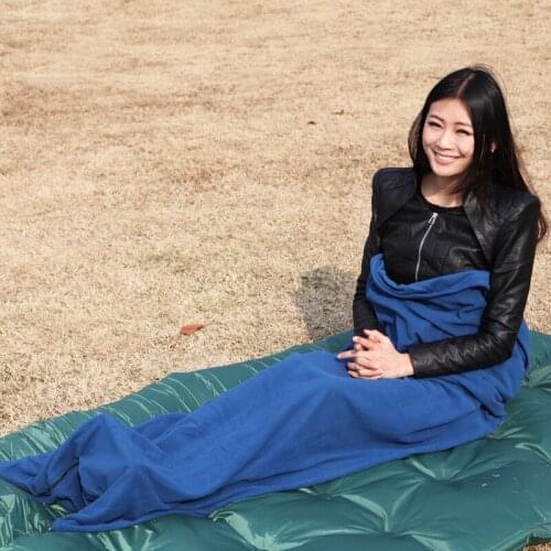 Camping Portable Fleece Ultralight Warm Soft Liner Outdoor Sleeping Bag Grab Velvet Pouch Spring Blanket Travel Bed Pad