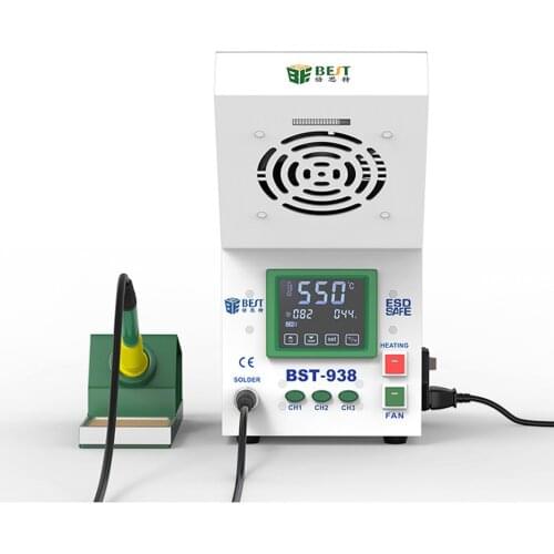 BST-938 Antistatic Thermostat Soldering Station With Smoking Instrument LED Light Adjust Temperature Soldering Iron Station Tool
