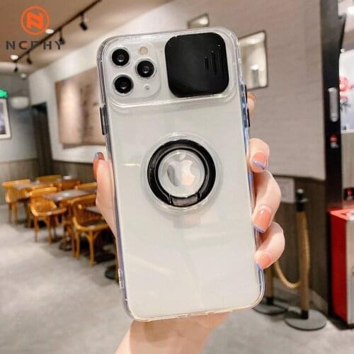 Camera Lens Shockproof Ring Stand Case For iPhone 12 11 Pro Max XS XR X 8 7 Plus Mobile Phone Cover Silicone Luxury Clear Shell