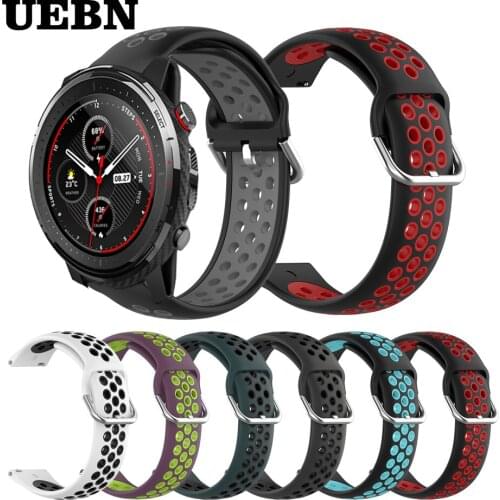UEBN 22mm Silicone Sport Breathable Strap For xiaomi Huami Amazfit Stratos 3 Bracelet for GTR 47mm Replacement Watchbands