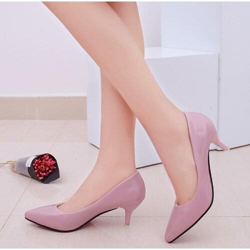 Women Shoes Elegant Heeled Women Stiletto Party Pointed Toe Patent Leather Thin Heels Shoes Fashion Office Work Pumps New