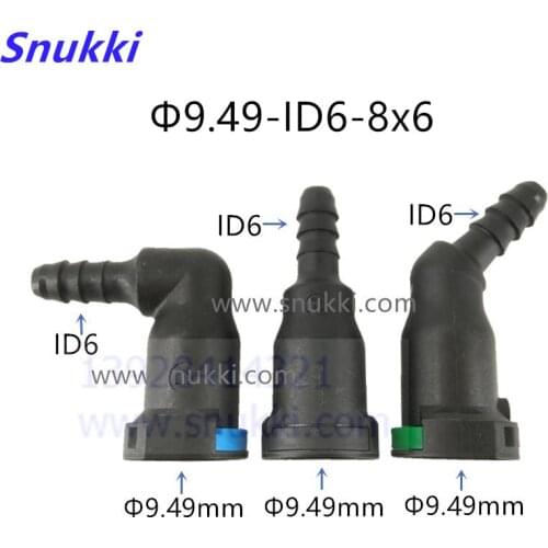 High quality 9.49mm ID6 180 degree SAE 3/8 Fuel pipe joint plastic fittings Fuel line quick connector with O for car 2pcs a lot